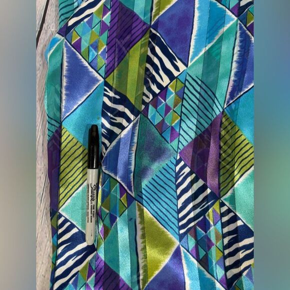 VINTAGE La Chemise USA Blue Purple Retro Kaftan Dress Kimono Colorful Coverup L - Picture 9 of 14